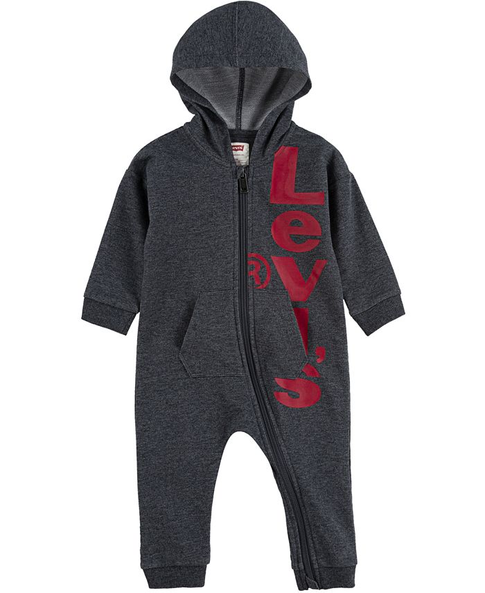 Levi's Baby Girls Hooded Logo-Print French Terry Coverall - Macy's