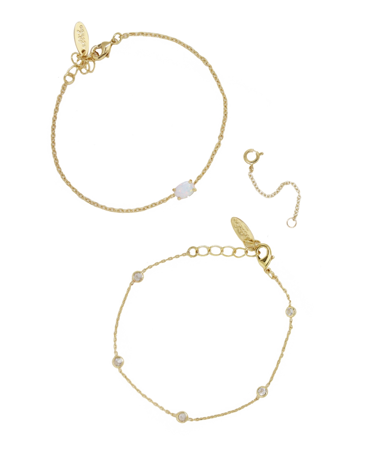 Opal Crystal Dainty Women's Bracelet Set with Extender Add On - Gold