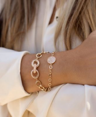 Mixed Crystal Disc Link Chain Women's Bracelet Set