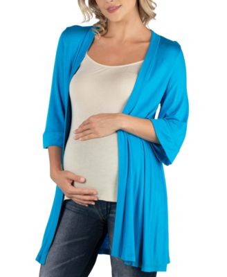 Open Front Elbow Length Sleeve Maternity Cardigan