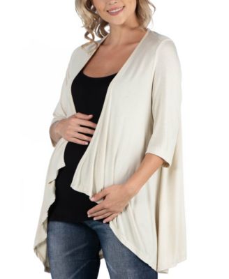 Elbow Length Sleeve Maternity Open Cardigan
