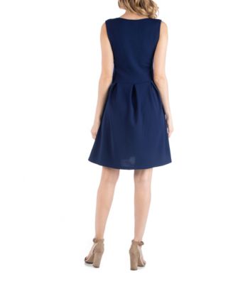 Sleeveless Pleated Maternity Dress with Pockets