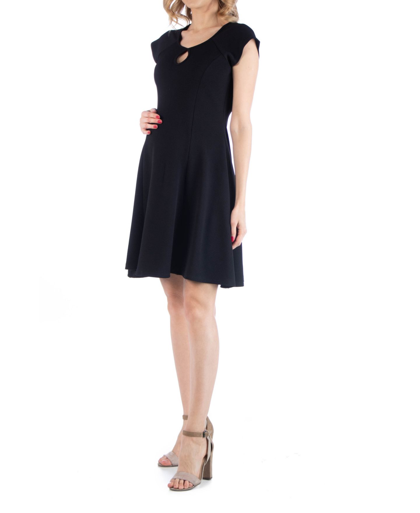 Женское платье 24seven Comfort Apparel Maternity Dress with Keyhole Neck, цвет: Чёрный — фото 2