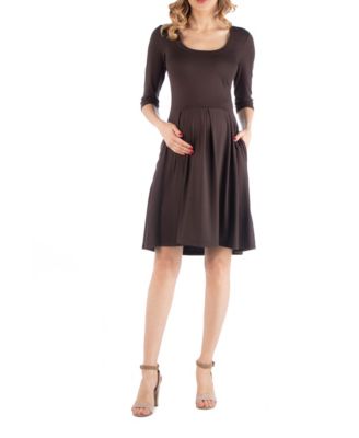 Fit and Flare Scoop Neck Maternity Dress