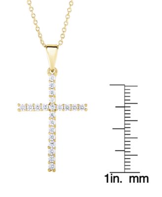 Cubic Zirconia Sleek Cross Pendant In Silver Plate