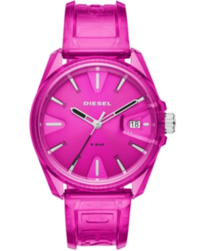 image of Diesel Unisex MS9 Pink Transparent Polyurethane Strap Watch 44mm