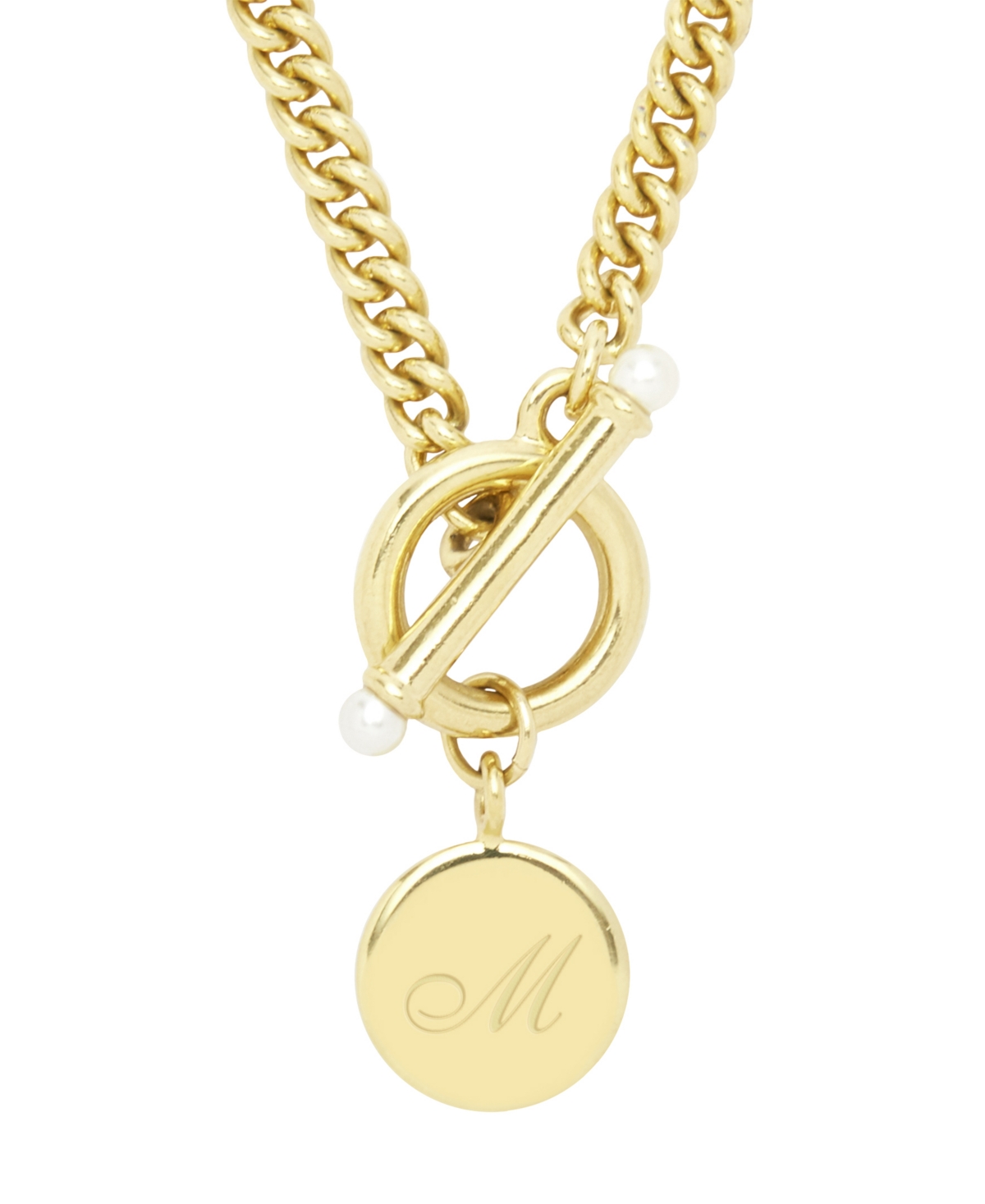 brook & york Stella Imitation Pearl Initial Toggle Necklace