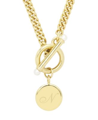 brook york Stella Imitation Pearl Initial Toggle Necklace - Gold N 108$