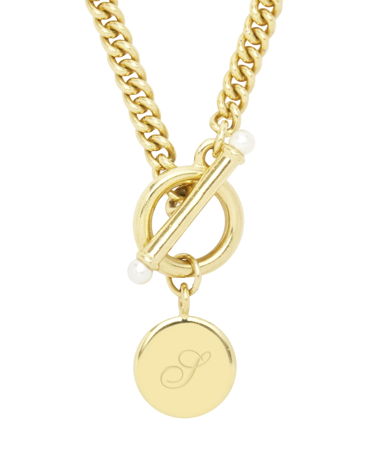 Stella Imitation Pearl Initial Toggle Necklace - Gold Z