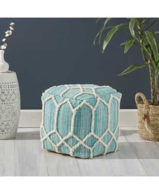 Noble House Bluesage Boho Ottoman Pouf - Macy's