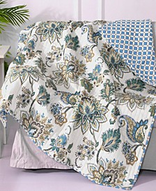 Palladium Jacobean Floral Reversible Quilted Throw, 50" x 60"