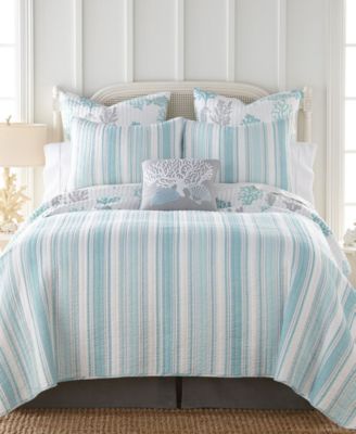Levtex Cape Coral Stripe Reversible Quilt Sets In Gray