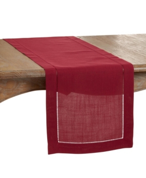 Shop Saro Lifestyle Runner With Hemstitched Border In Burgundy