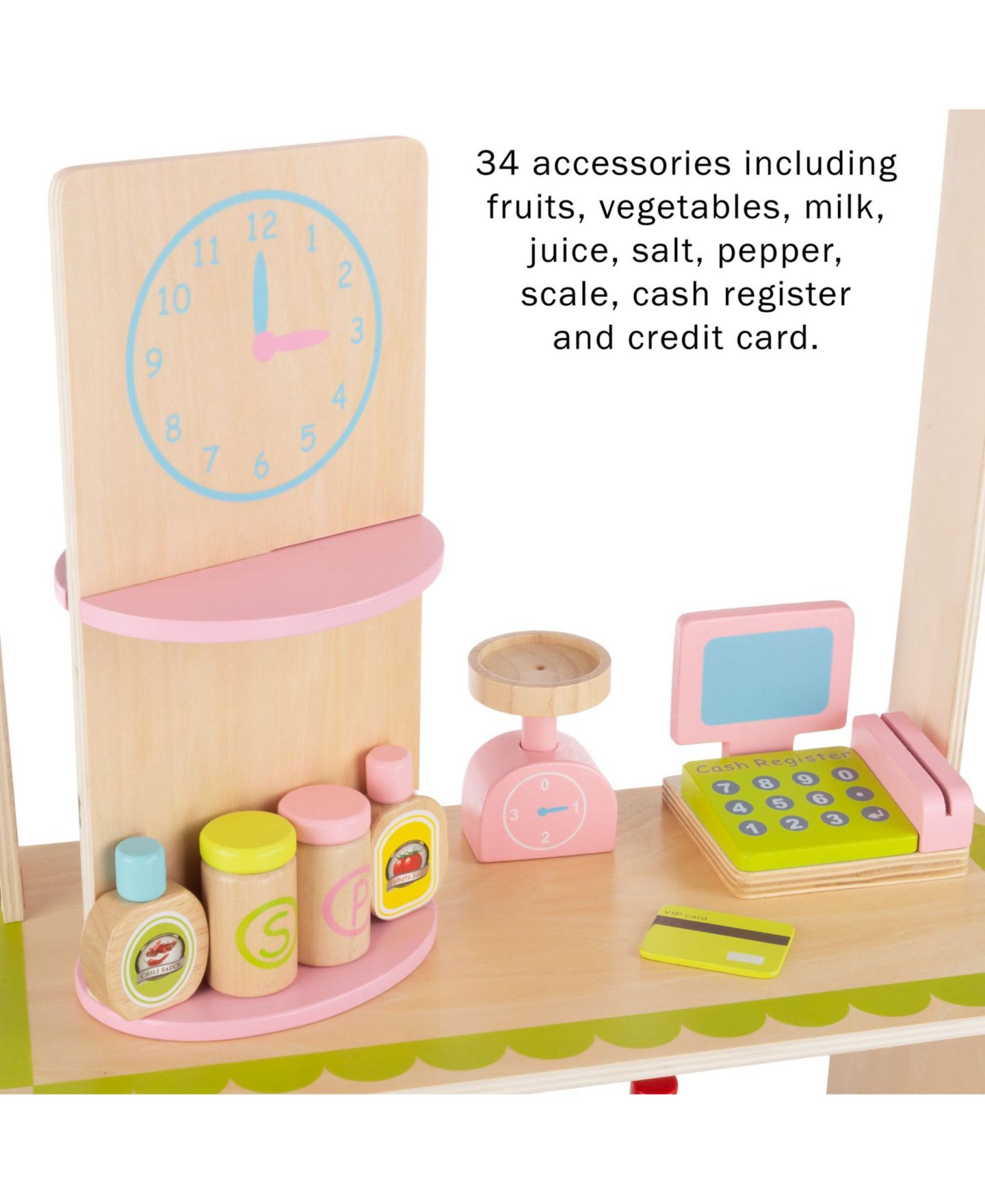 Детский игровой набор Trademark Global Fresh Market Selling Stand Wooden 31-Piece Playset, Ages 3+ — фото 3
