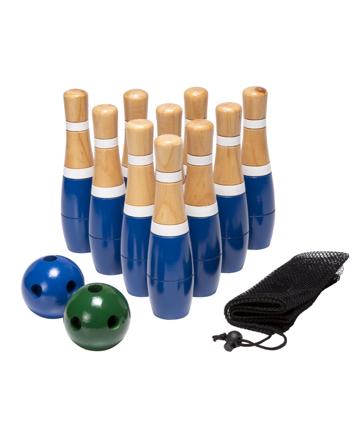 Shop Trademark Global Hey Play 8 Inch Wooden Lawn Bowling Set In Blue