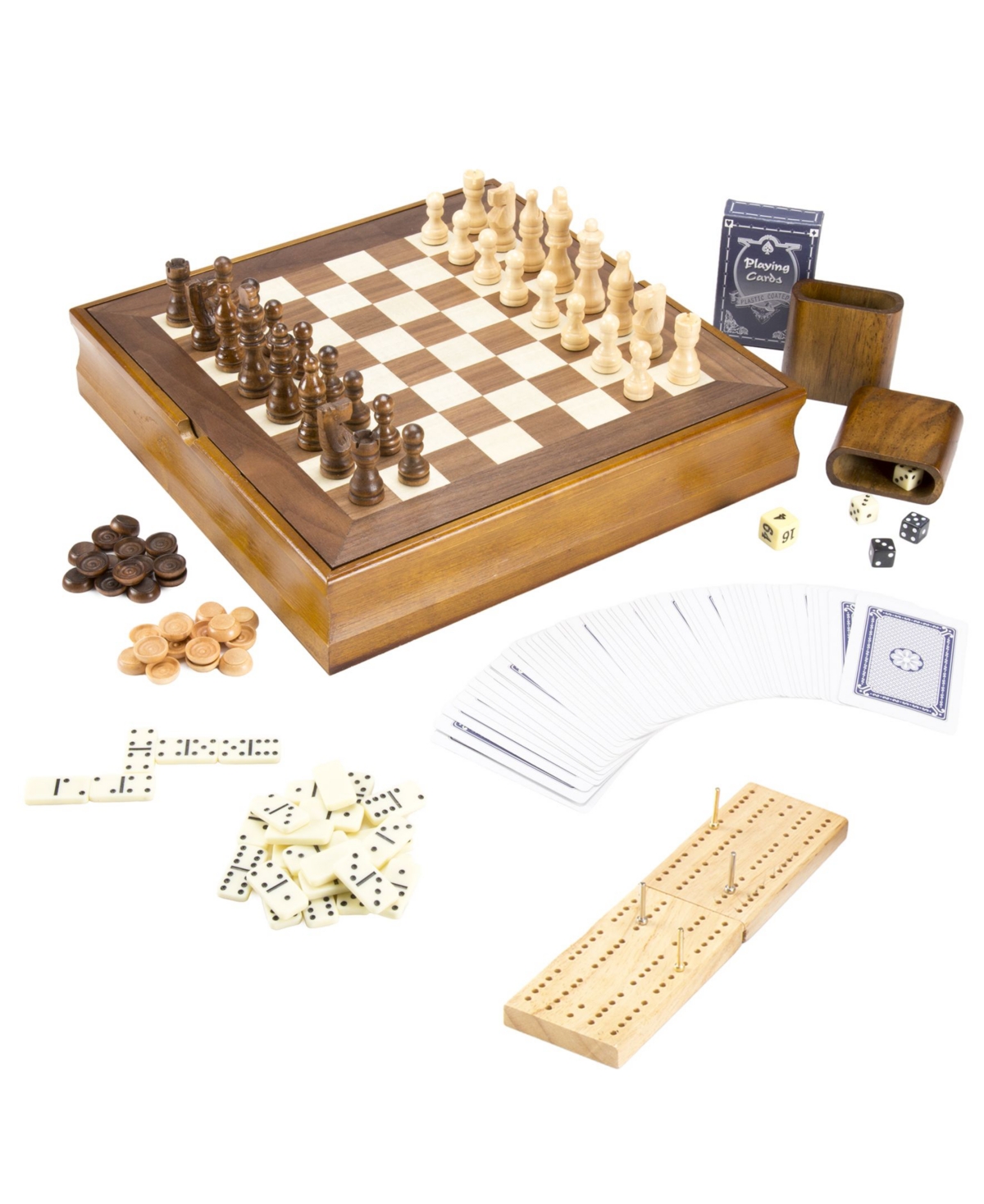Shop Trademark Global Hey Play 7-in-1 Classic Wooden Board Game Set In Brown