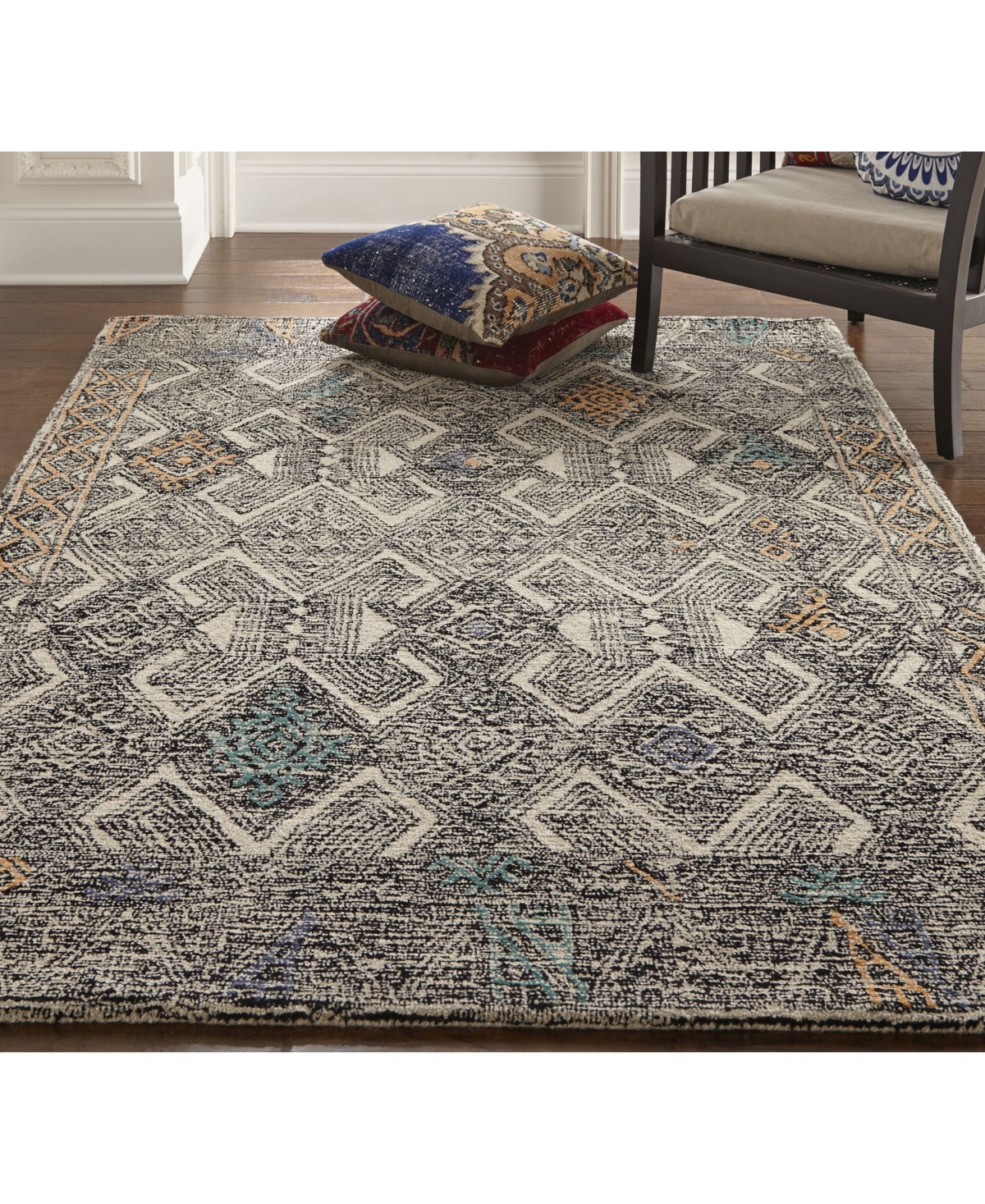 Simply Woven Arazad R8479 Black 8' X 11' Area Rug In Black,tang