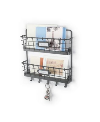 Vintage-like Living Wall Mount 2-Tier Letter Holder Key Rack