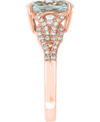 Aquamarine (3-1/2 ct. t.w.) & Diamond (1/3 ct. t.w.) in 14k Rose Gold