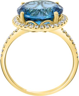 London Blue Topaz (6-3/4 ct. t.w.) & Diamond (1/3 ct. t.w.) Statement Ring in 14k Gold