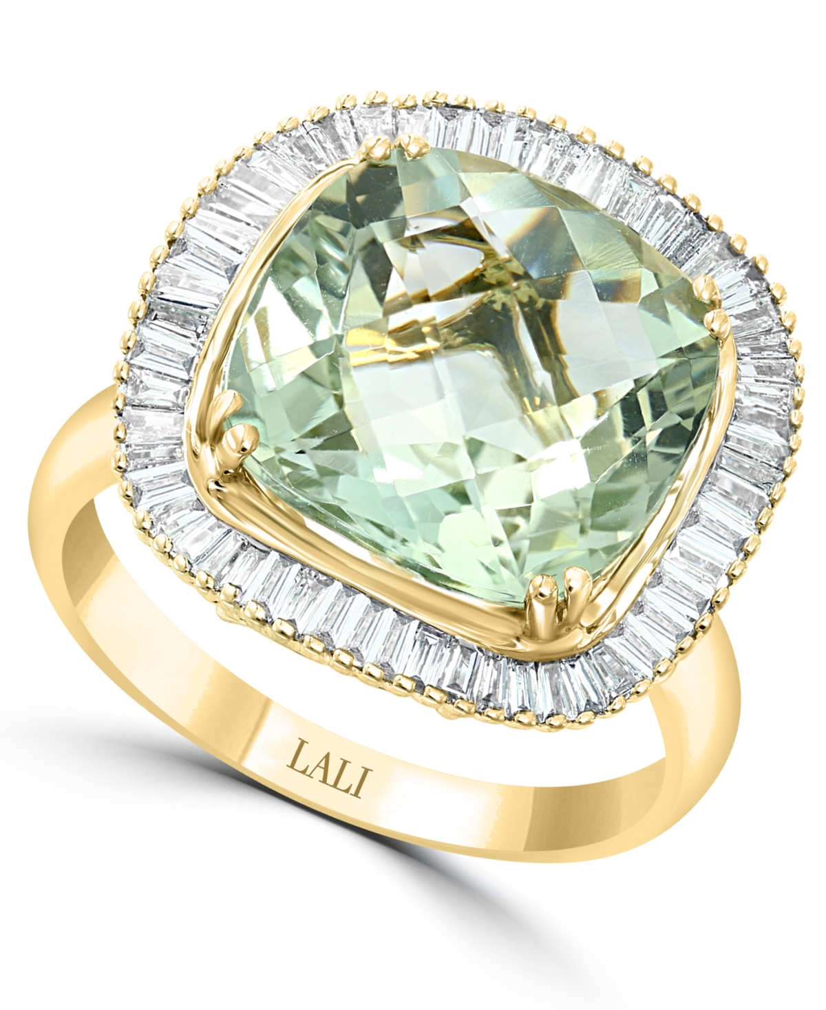 Lali Jewels Green Quartz (5-1/4 ct. t.w.) & Diamond (1/2 ct. t.w.) Statement Ring in 14k Gold
