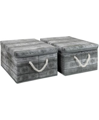 2-Pack Rustic Wood Pattern Storage Box Set