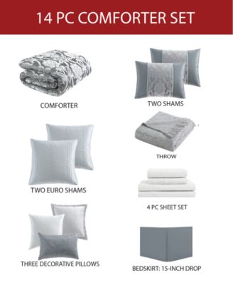 Hallmart Collectibles Dorine Gray 14 PC Comforter Set, Created For Macy's