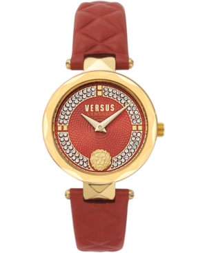 image of Versus by Versace Women-s Covent Garden Petite Red Leather Strap Watch 32mm