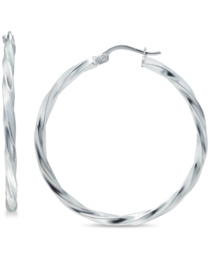 image of Giani Bernini Medium Twist Design Hoop Earrings in Sterling Silver, 40mm, Created for Macy-s