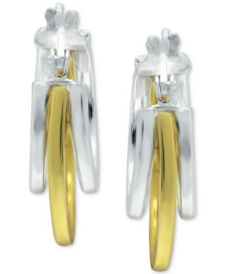 Small Two-Tone Triple Hoop Earrings, 17mm, Created for Macy's