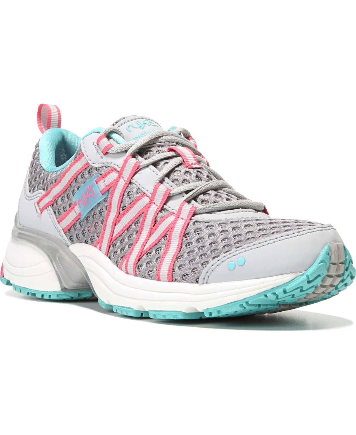 Ryka Hydro Sport Athletic Sneaker In Gray Mesh,faux Leather