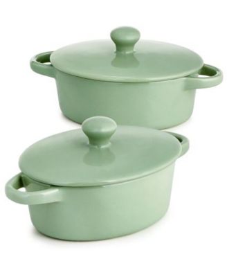 Martha Stewart Collection - Sage Oval Stoneware Cocottes, Set of 2
