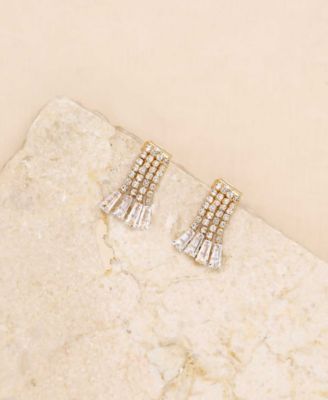 Crystal Fringe Dangle Stud Earrings