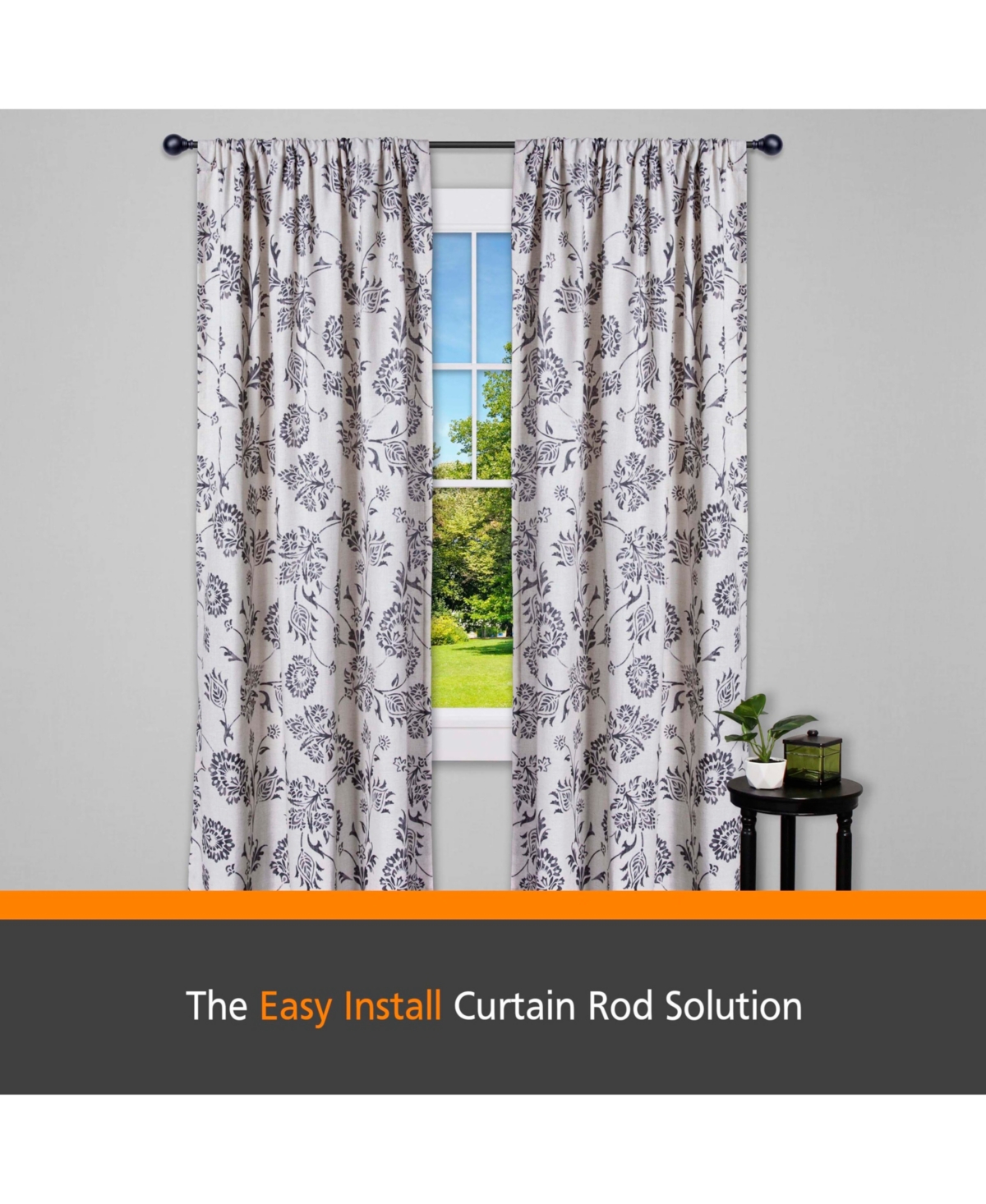 Kenney Fast Fit Easy Install Dryden 5/8" Decorative Window Curtain Rod