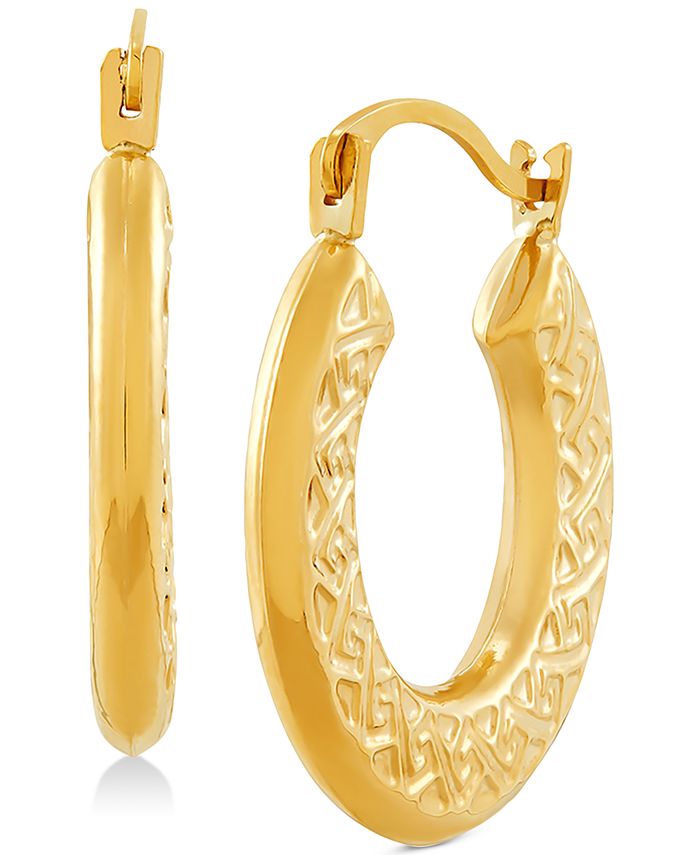 Macy's - Greek Key Pattern Hoop Earrings in 14k Gold, 0.77"
