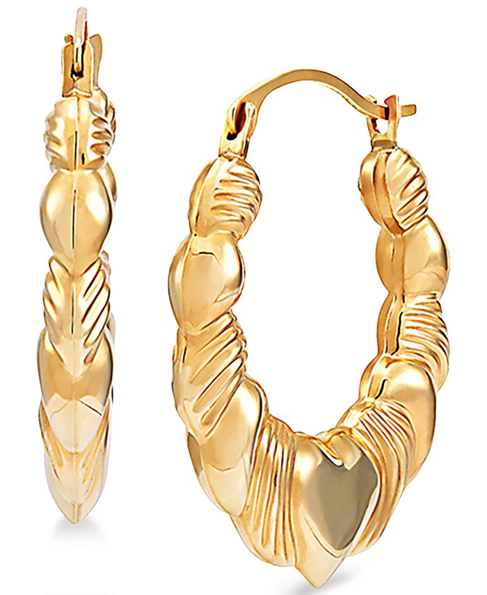 Macy's Swirl Heart Hoop Earrings in 14k Gold - Macy's