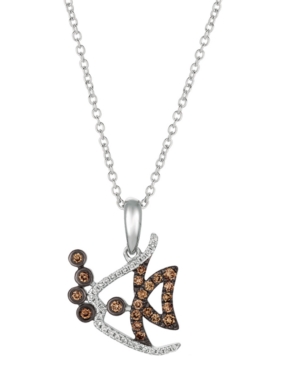 image of Le Vian Chocolate Diamond (1/6 ct. t.w.) & Vanilla Diamond (1/20 ct. t.w.) Fish 18