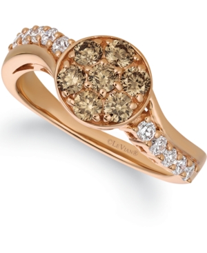 image of Le Vian Champagne Diamond (3/4 ct. t.w.) Statement Ring in 14k Rose Gold