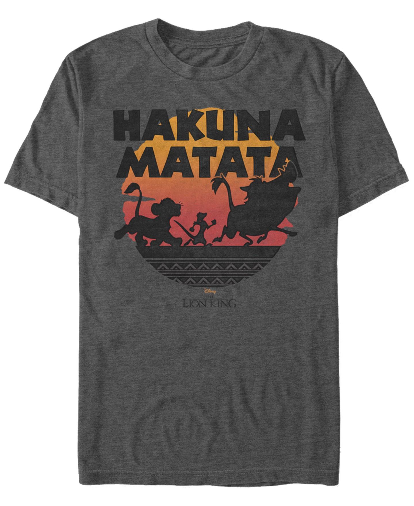 Мужская футболка Fifth Sun Disney The Lion King Hakuna Matata Sunset Silhouette Poster Short Sleeve, цвет: Тёмный серый — фото 1