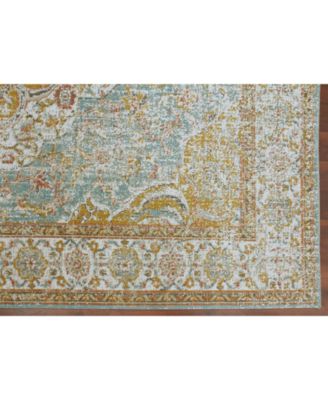 Eternal ETE-3 Aqua/Ivory 2'7" x 7'6" Runner Rug