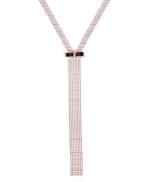 image of Guess Gold-Tone Crystal & Bow Wide Lariat Necklace, 24