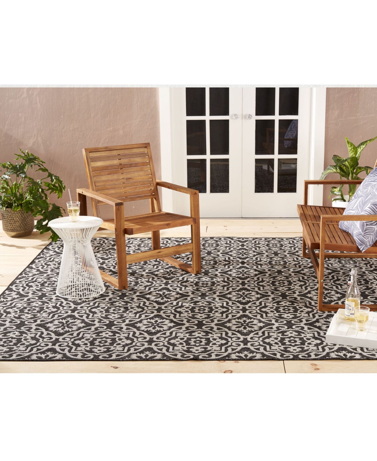 Shop Nicole Miller Patio Country Danica 2a-6681-340 Blue And Gray 6'6" X 9'2" Outdoor Area Rug In Blue,gray