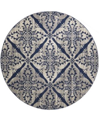Haven Hav12 Blue and Gray 7'10" x 7'10" Round Rug