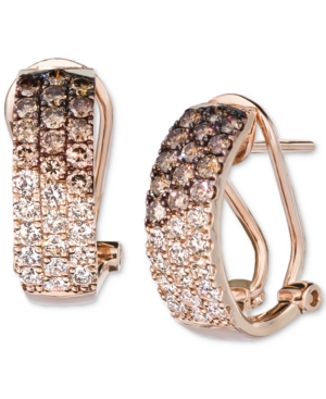 image of Le Vian Ombre Chocolate Diamond (3/4 ct. t.w.) & Nude Diamond (1/2 ct. t.w.) Omega Hoop Earrings in 14k Rose Gold