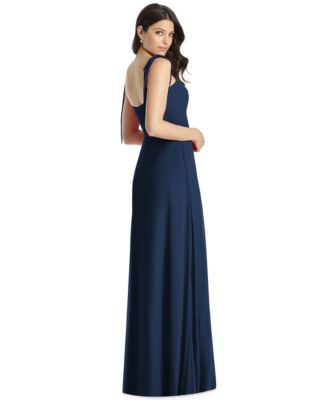 Plus Size Tie-Shoulder Chiffon Maxi Dress with Front Slit