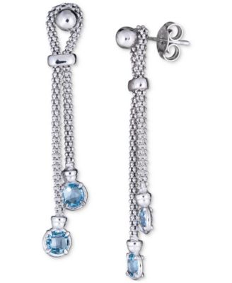 Macy's - Onyx Popcorn Chain Link Drop Earrings in 14k Gold-Plated Sterling Silver