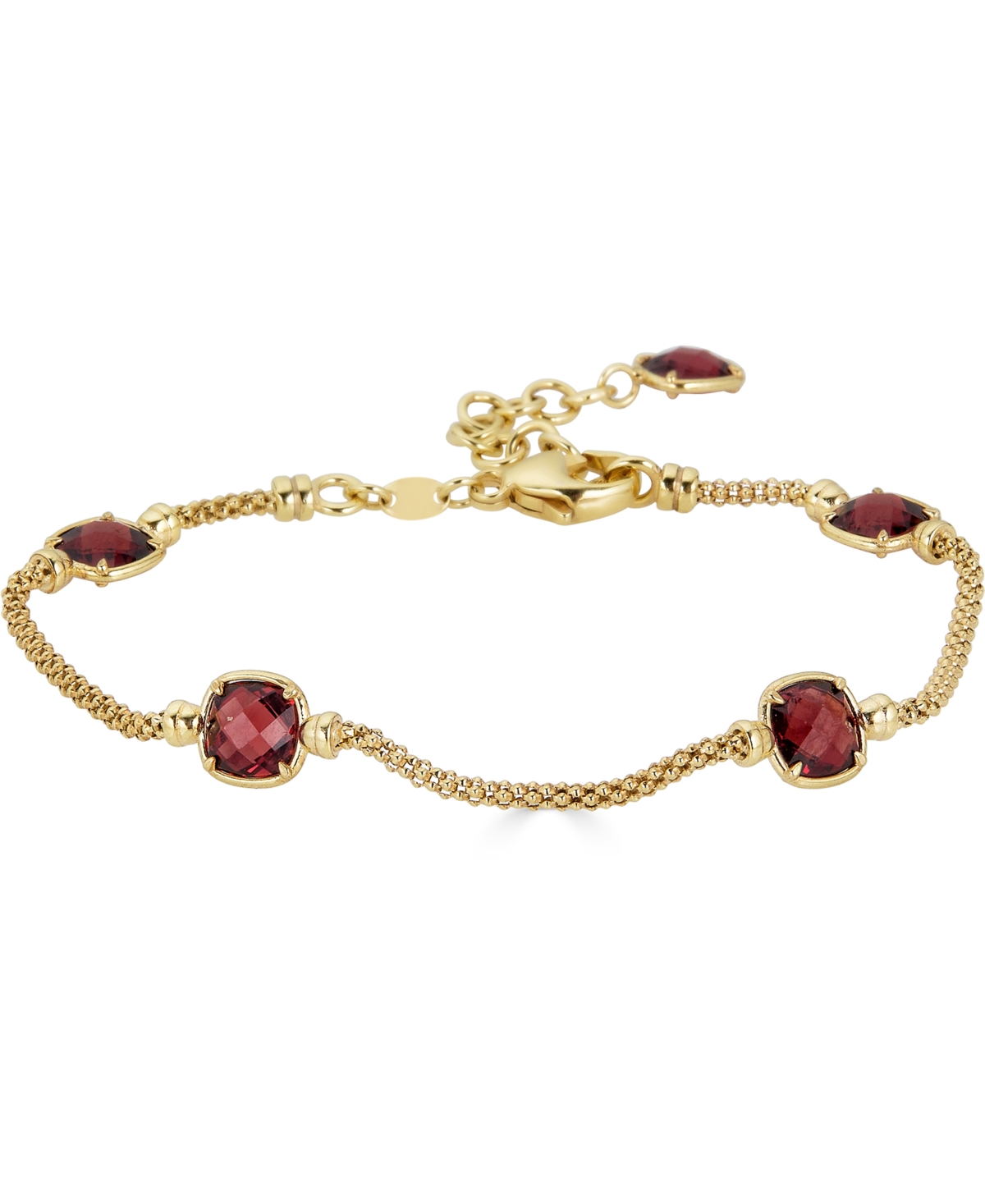 Macy's Lapis Lazuli Station Link Chain Bracelet In 14k Gold-plated Sterling Silver (also In Turquoise, Citr In Garnet
