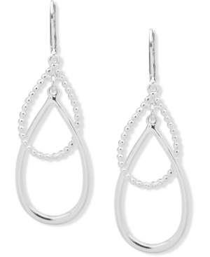 image of Anne Klein Silver-Tone Intertwined Double Drop Earrings