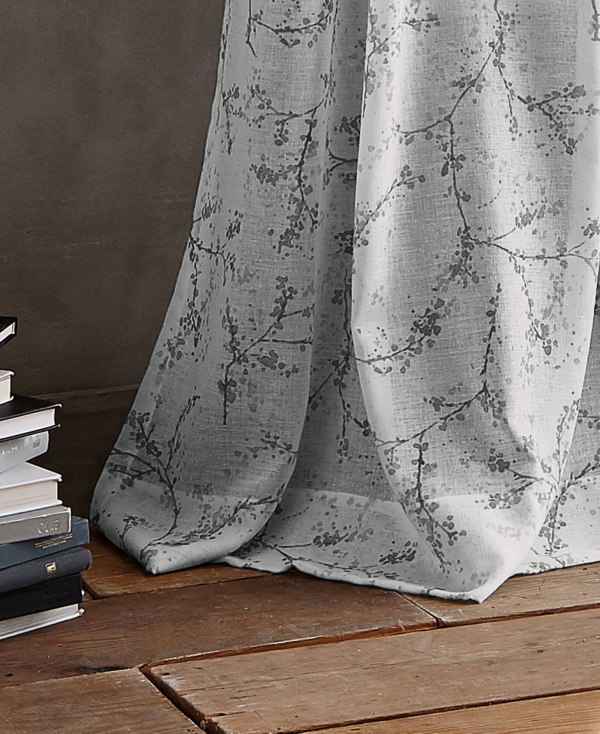 Promenade Floral 50" x 96" Sheer Poletop Curtain Set