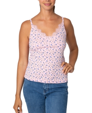 image of Rebellious One Juniors- V-Neck Lace-Trim Tank Top